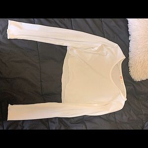white crop top/ long sleeve shirt